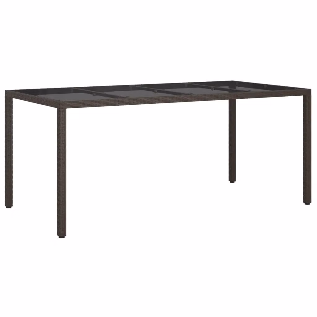 Berkfield Home Extendable Brown Poly Rattan Garden Table with Tempered Glass, W: 190 cm, D: 90 cm, H: 75 cm – 2