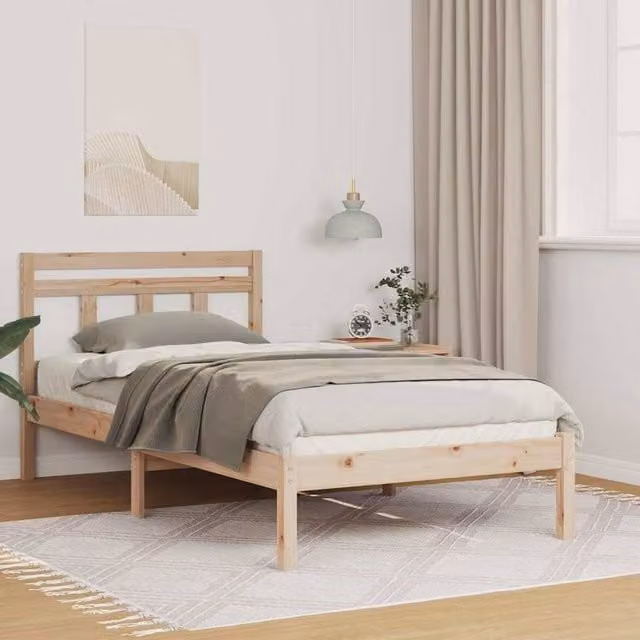 Berkfield Home Modern Solid Pine Wood Bed in Brown, W/D/H: 100 x 200 x 80.5 cm – 1