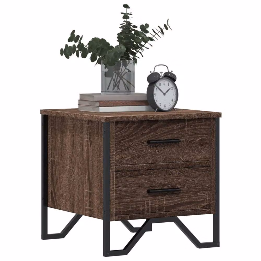 Berkfield Home Set of 2 Modern Bedside Cabinets in Brown Oak, W/D/H: 40 x 41 x 40 cm – 3