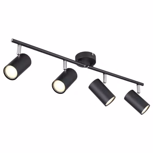 Globo Lighting Allvi Modern Ceiling Spotlight Bar in Black with 4x GU10 Adjustable Lamps, W: 60 cm