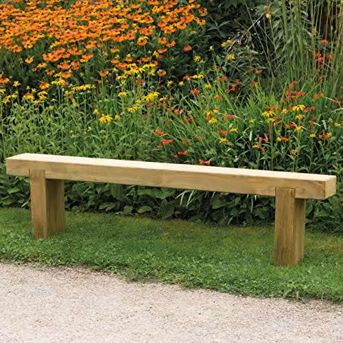 Forest Garden Rustic Wood Sleeper Bench, Brown, W: 180 cm, H: 45 cm, D: 40 cm – 2