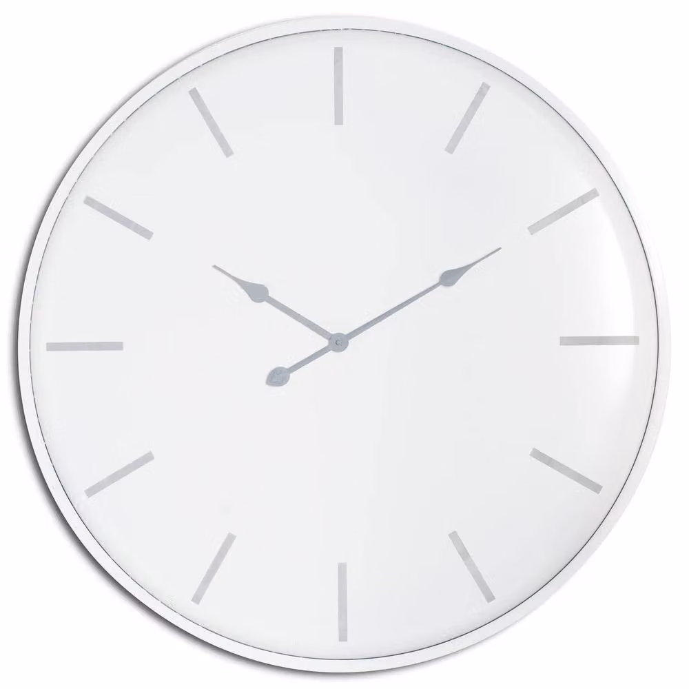 Wyld Haus Minimalist Round White and Grey Silent Analog Metal Wall Clock – 2