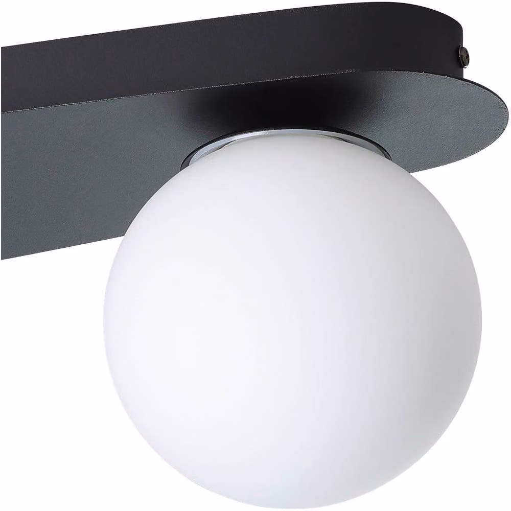 Loops Modern Black Triple LED Ceiling Light with Glass Shade – 3