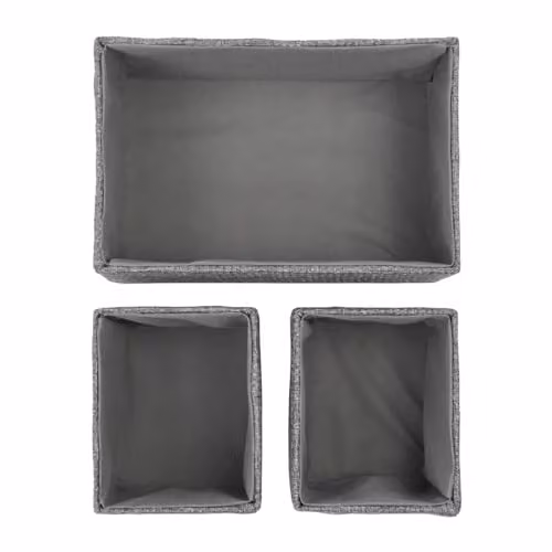 JVL Chroma Set of 3 Rectangular Fabric Storage Baskets in Grey, W/D/H: 30 x 20 x 13 cm – 2