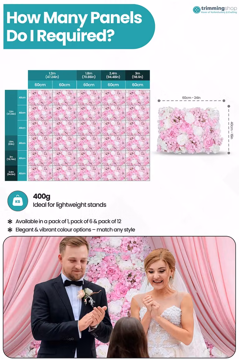 Neel Blue Pink Artificial Floral Wall Panel Decorative Wedding Photography Backdrop