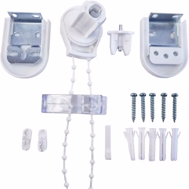 Furnished Roller Blind Repair Kit in White with Metal and Plastic Chain and Cover for 25mm Blinds