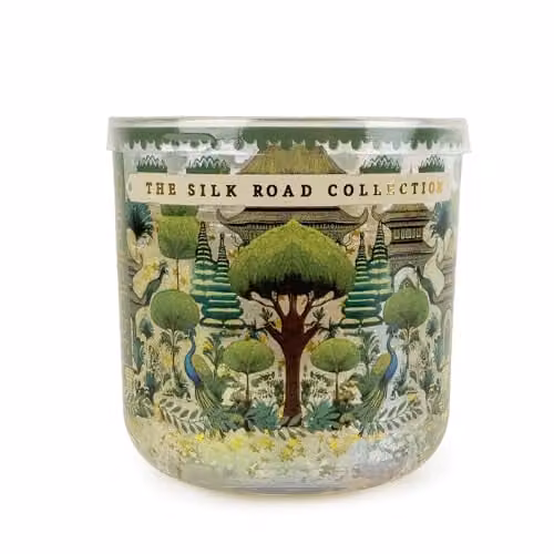 Candlelight Silk Road Collection Bukhara Green and Gold Glitter Glass Tealight Candle – 1