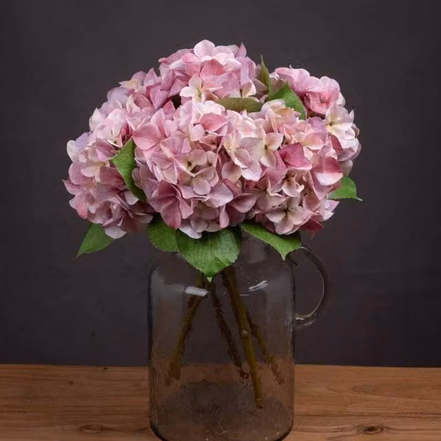 Lemon Pavilion Shabby Chic Pink Artificial Hydrangea Flower, W30 x D30 x H50 cm