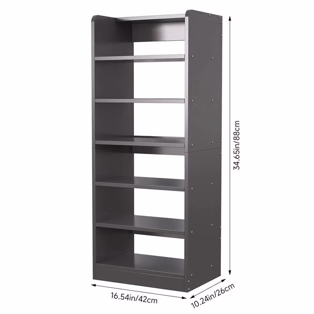 PAWNORA 6 Tier Wooden Shoe Storage Cabinet in Grey, W/D/H: 42 x 26 x 88 cm – 2