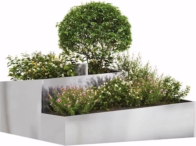 Berkfield Home Galvanised Metal Planter Tub in Silver