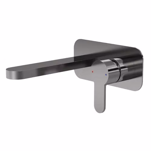 nuie ARV728 Arvan Modern Round Wall Mount 2 Tap Hole Basin Mixer Tap with Single Lever Handle and Back Plate, Brushed Pewter