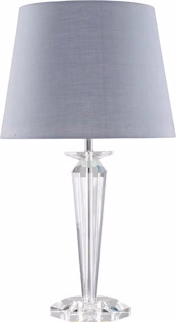Davenport Crystal Base Table Lamp with Grey Fabric Shade