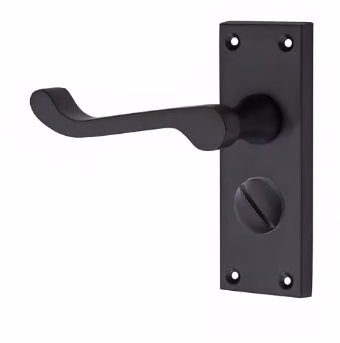 Golden Grace Victorian Scroll Privacy Door Handle Pack in Matt Black – 3