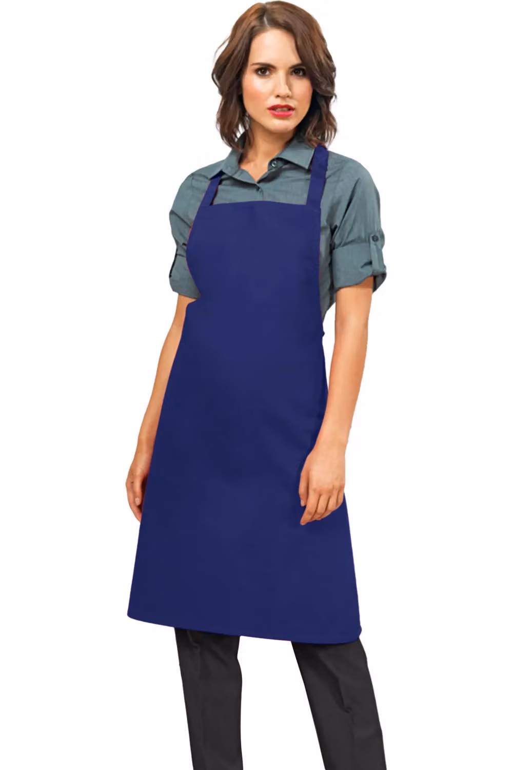 Premier Slim Cotton Workwear Apron without Pocket in Blue – 2