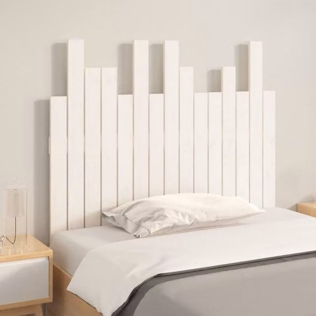 Berkfield Home White Solid Wood Pine Wall Headboard W: 95.5 cm, D: 3 cm, H: 80 cm – 1