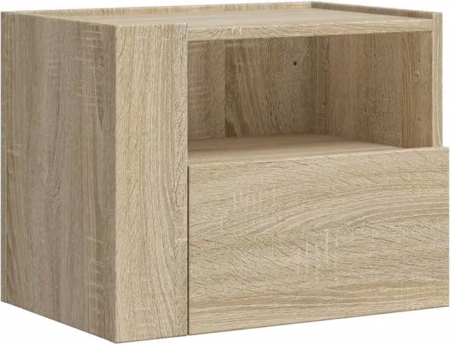 Berkfield Home Wall-mounted Bedside Cabinet in Sonoma Oak Tan, W: 45 cm, D: 30 cm, H: 35 cm