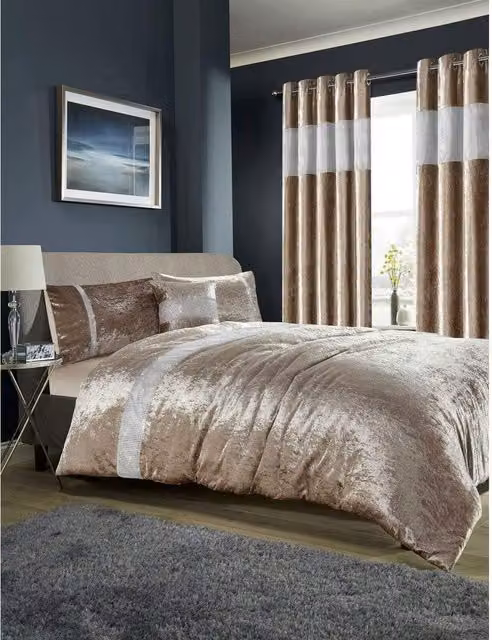 NewEdgeBlinds Plain Velvet Duvet Cover in Beige and Yellow, W: 180 cm, L: 200 cm
