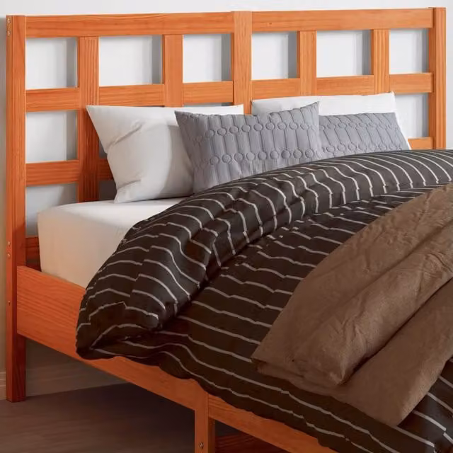 Berkfield Home Rustic Solid Wood Pine Headboard in Wax Brown, Width: 135 cm – 1