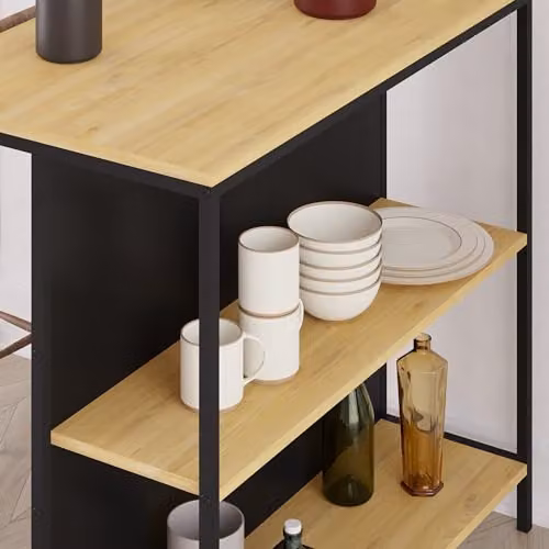 HOCUS PICUS Industrial Style Bar Table in Oak and Silky Grey Black, W/D/H: 100.0 x 60.0 x 95.0 cm – 3
