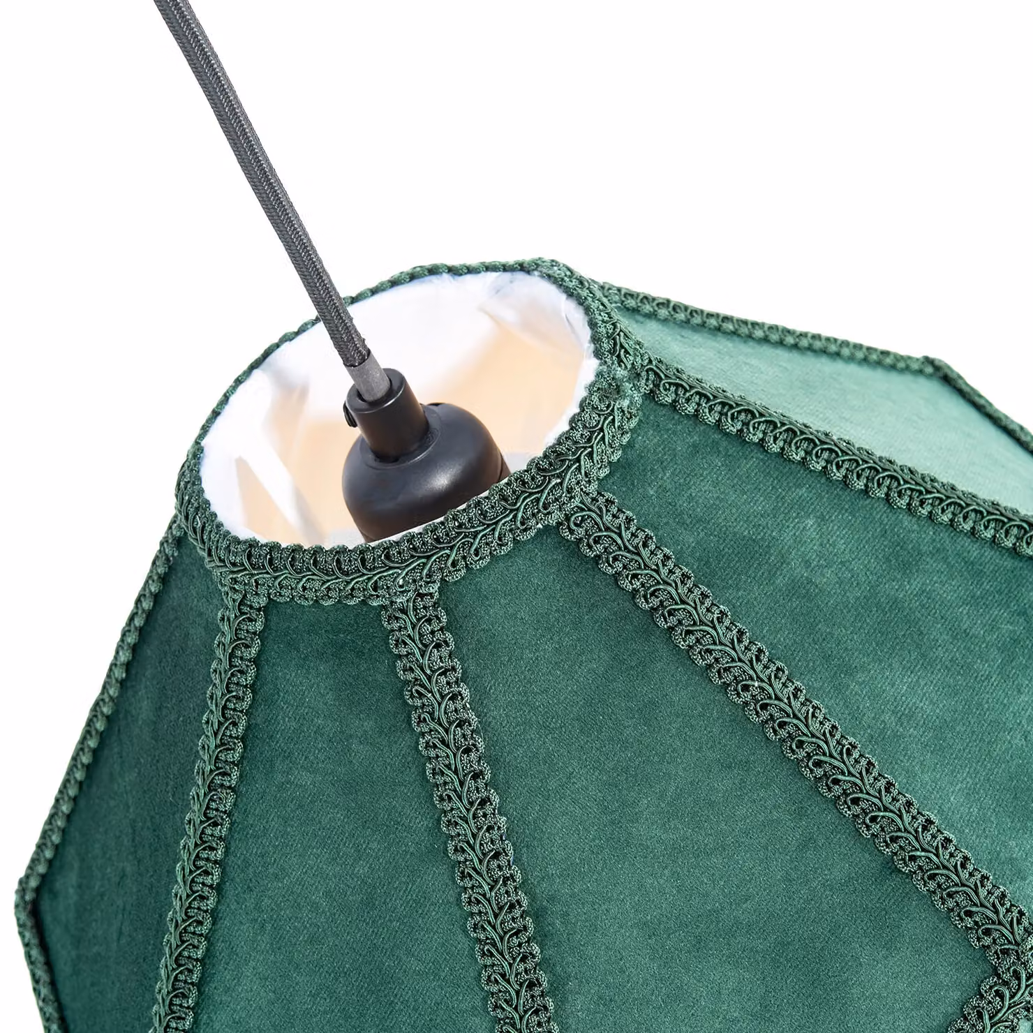 Happy Homewares Traditional Victorian Empire Soft Velvet Lamp Shade with Tassels in Dark Green, Diameter: 30.48 cm – 3