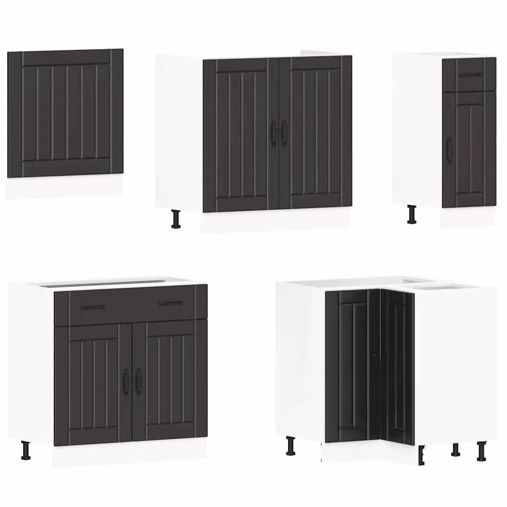 Berkfield Home Lucca 11 Piece Modern Black Matt Kitchen Cabinet Set in Engineered Wood – 3