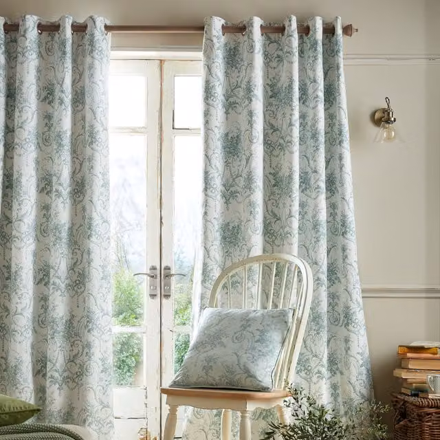 Laura Ashley Tuileries Eyelet Blackout Curtains in Dark Sage Green