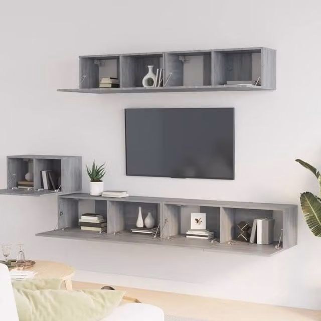 Berkfield Home Classic 5 Piece TV Cabinet Set in Grey Sonoma Matt Engineered Wood