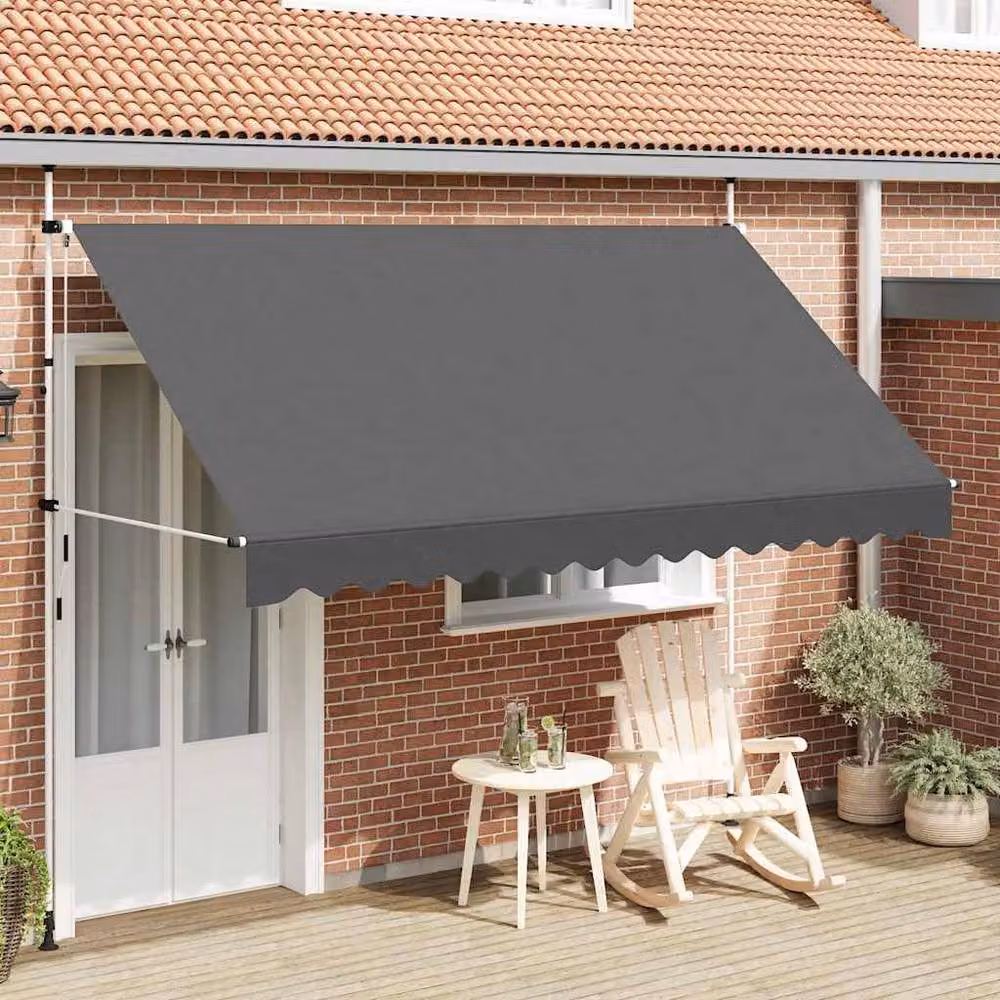 Berkfield Home Manual Retractable Awning in Anthracite Grey, W: 350 cm, D: 120 cm – 2
