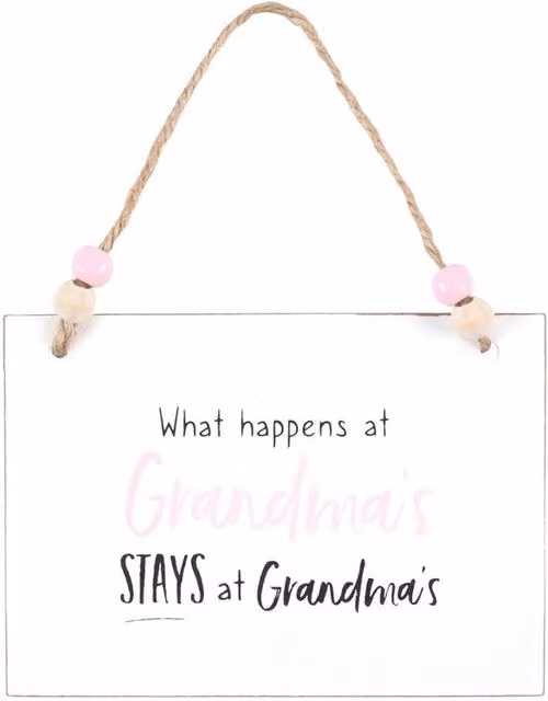 Something Different What Happens At Grandmas Hanging Sign in White