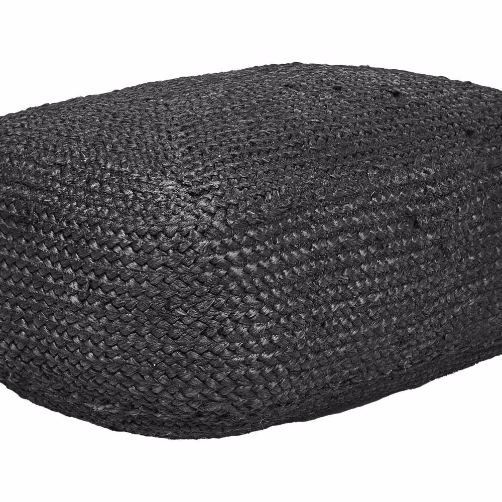 Wyld and Coco Black Jute Rectangular Floor Cushion with EPS Beads W/D/H: 70 x 40 x 20 cm – 2