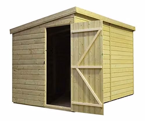EMS Retail Empire 2200 Pent Garden Shed in Brown with Single Door and Left End Placement, W/D/H: 304.8 x 206.0 x 12.0 cm