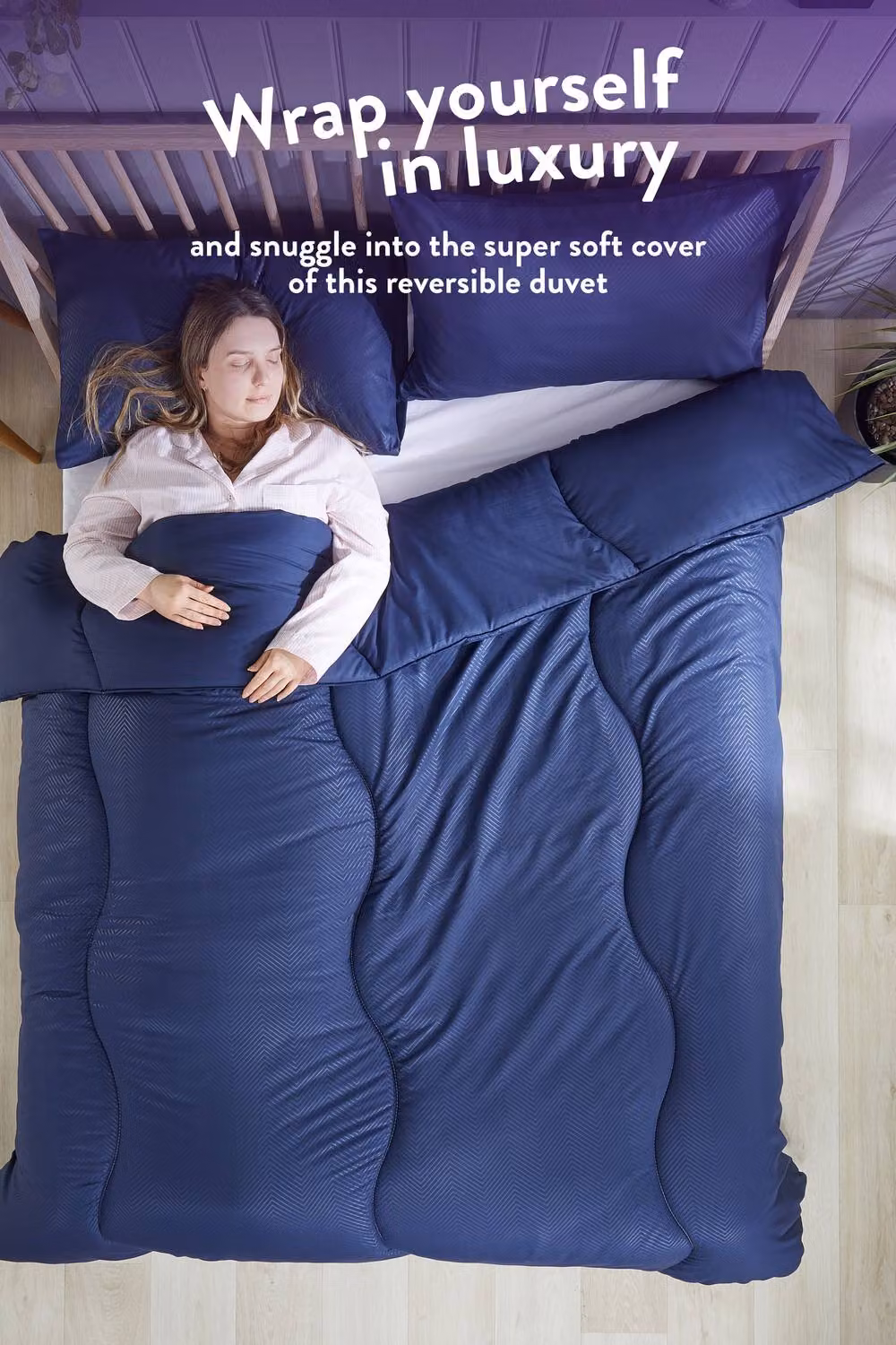 Slumberdown Navy Blue Embossed Herringbone 10.5 Tog Coverless Duvet – 4