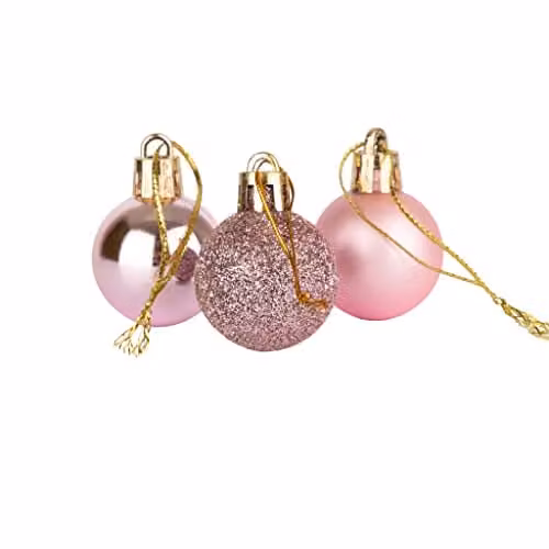 Shatchi 12-Piece Shatterproof Christmas Bauble Hanging Decorations in Pink and Silver