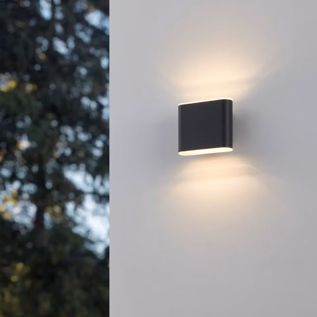 Eglo Grutti LED Outdoor Wall Light, Anthracite, IP65, Up/Down Rectangular Design