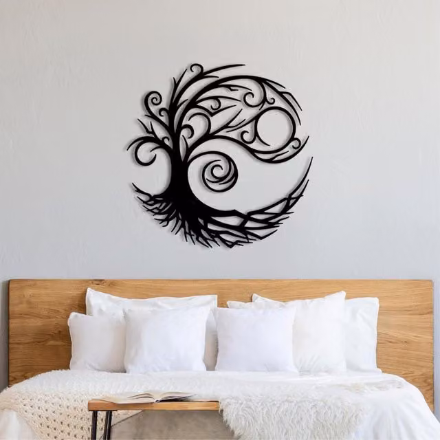 Decortie Tree of Life Botanical Metal Wall Art, Black, W/H: 60 x 60 cm – 1