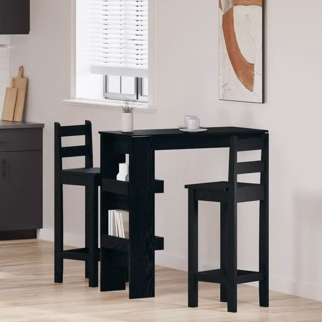 Berkfield Home Black Oak Drop Leaf Wall Bar Table, W/D/H: 102 x 55 x 103.5 cm