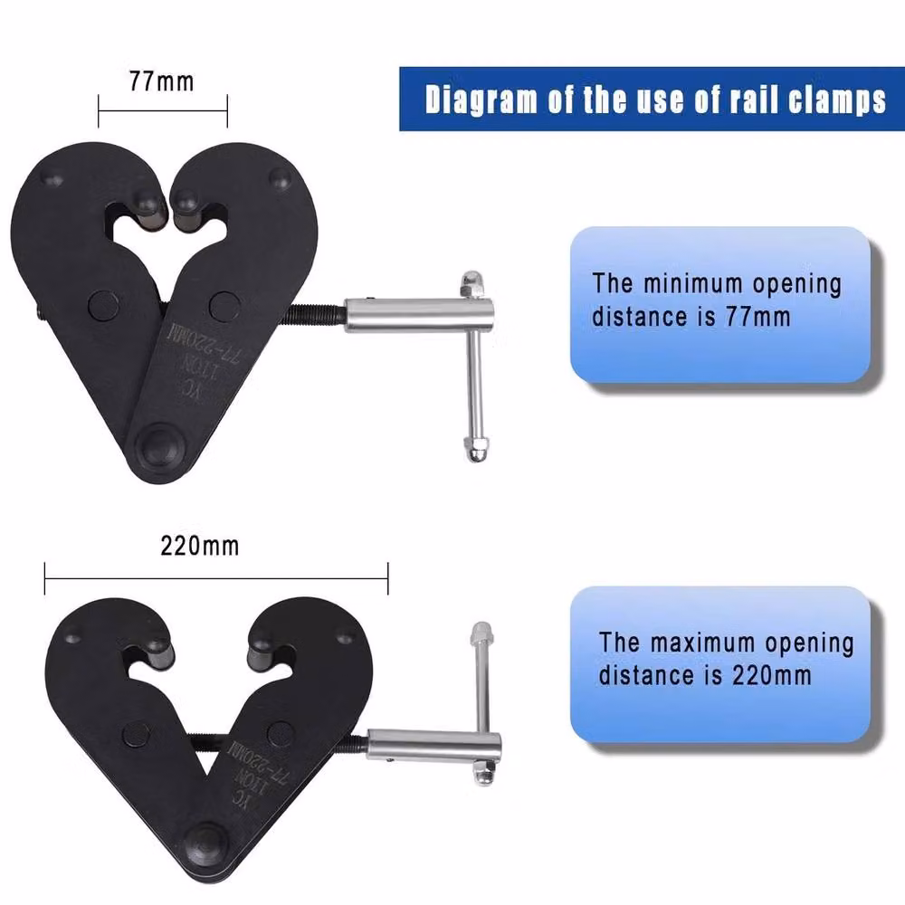 Havendro Black Steel Adjustable Girder Clamp 2200lbs (77-220mm) – 3