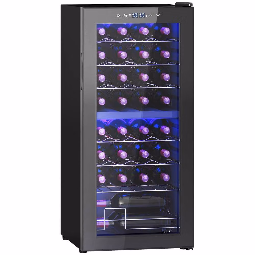 STILVORA Dual Zone Wine Fridge for 32 Bottles with LED Display, Black – 3