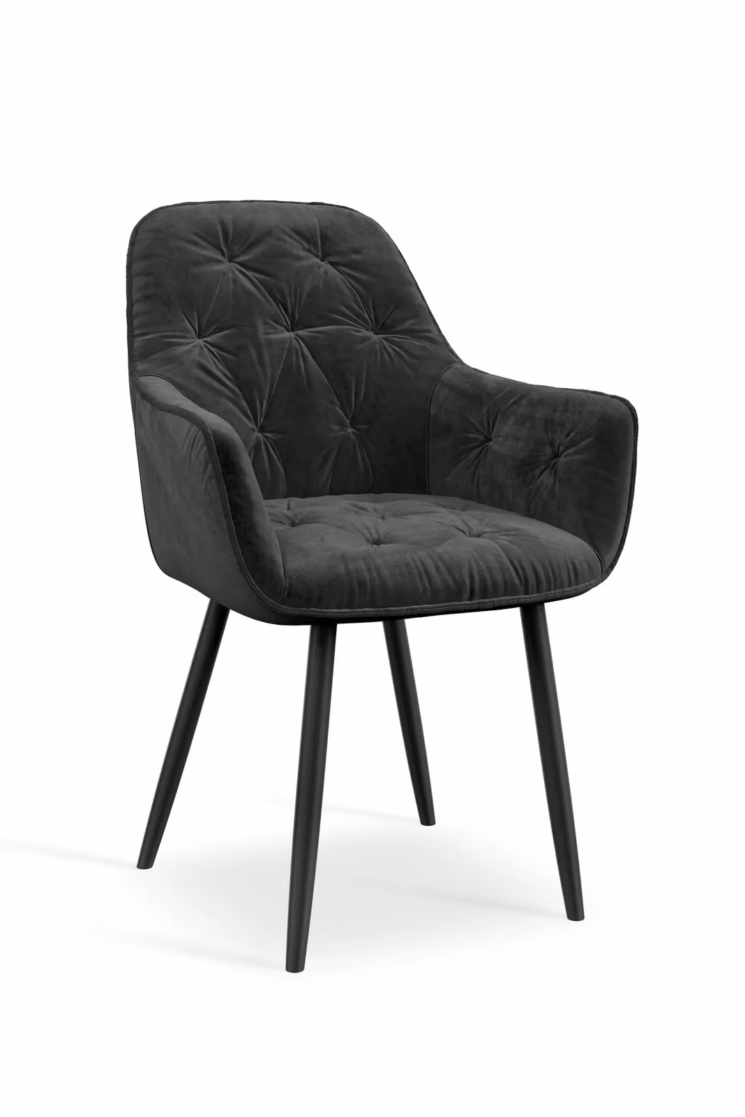 More4Homes Set of 6 Anika Modern Black Velvet Dining Chairs with Padded Seats and Metal Legs – 2