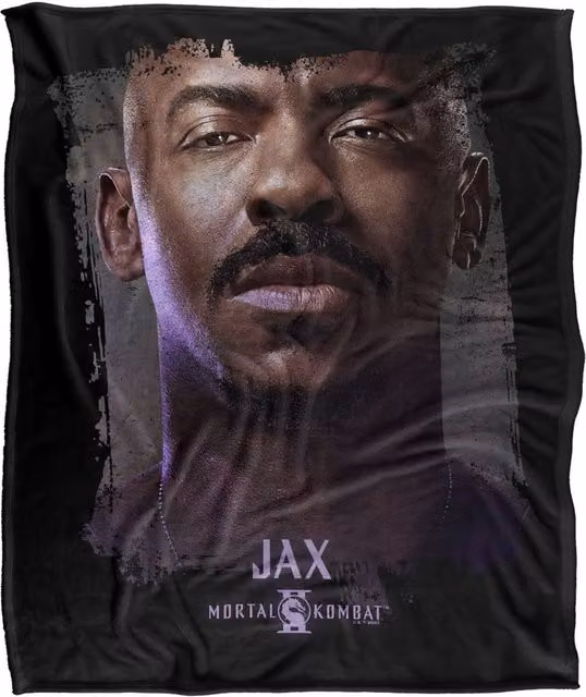 Warner Bros. Mortal Kombat 2 Jax Portrait Super Soft Fluffy Polyester Throw Blanket, Multicolour, Large – 1