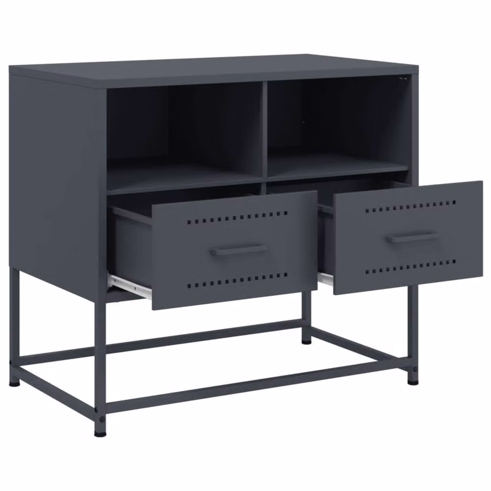 Berkfield Home TV Cabinet in Anthracite Grey Metal, W/D/H: 68 x 39 x 60.5 cm – 5