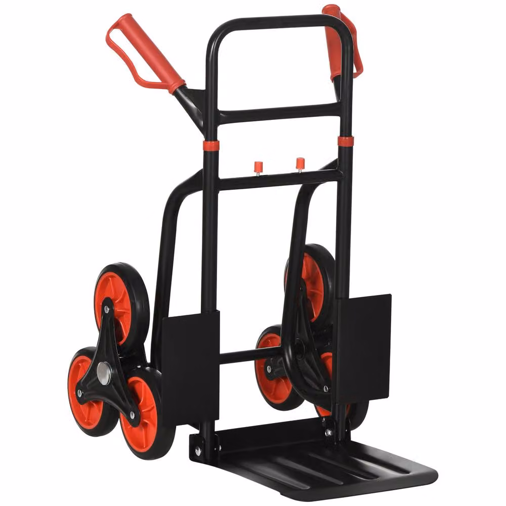 STILVORA Folding Steel Sack Truck with Dual Three-Wheel Design in Black – 4