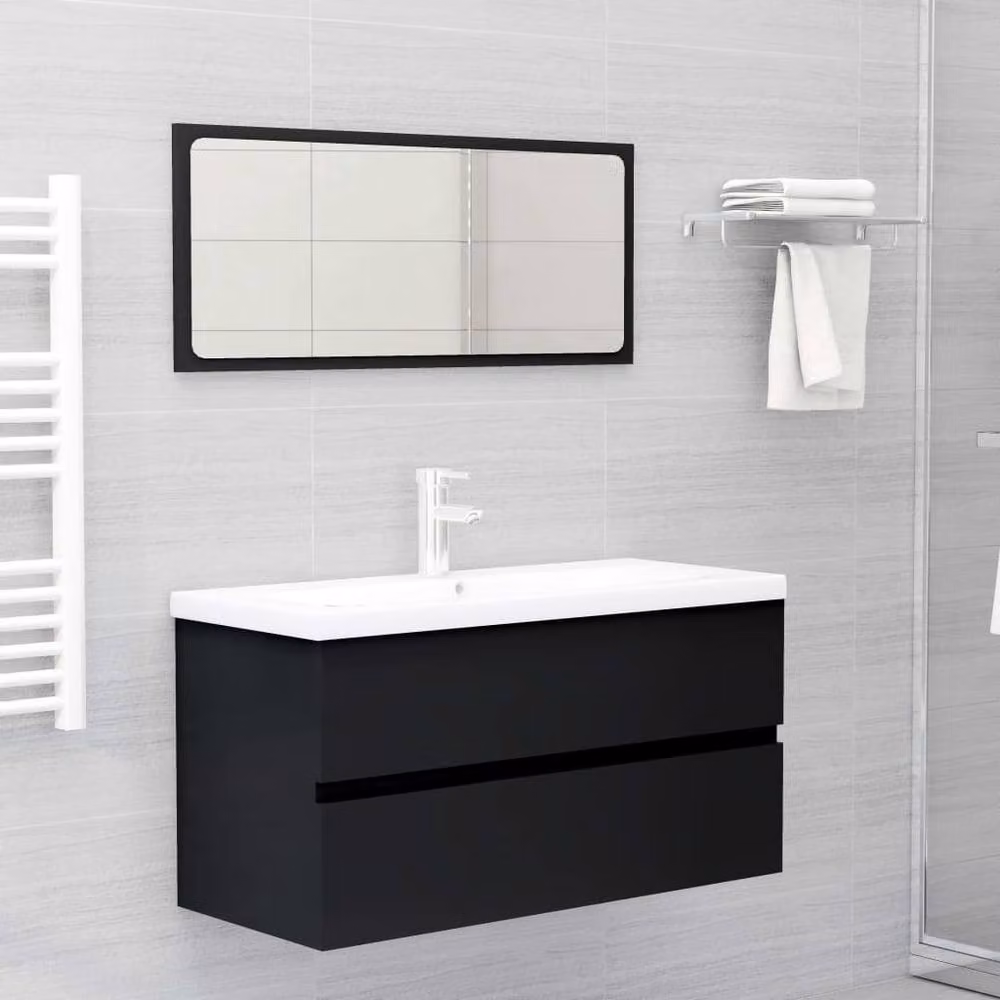 Berkfield Home Black Modern Bathroom Sink Cabinet with Built-in Basin, W/D/H: 90.0 x 38.5 x 45.0 cm – 4