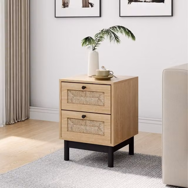 Komore Modern Geometric Wooden Accent Cabinet in Yellow, Black and Brown, W/D/H: 40 x 40 x 2 cm