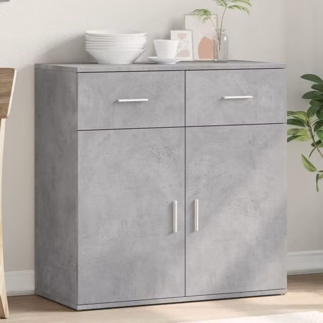 Berkfield Home Sideboard in Concrete Grey, W/D/H: 79 x 38 x 80 cm – 1