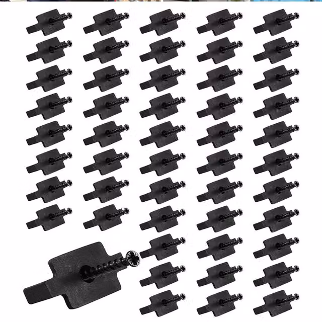 HYGRAD 50 Pack Black Composite Decking Clips with 6mm Stainless Steel Screws
