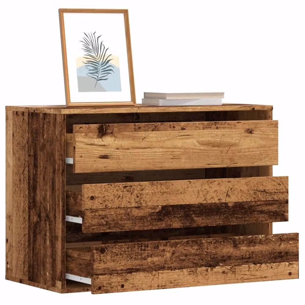 Berkfield Home Classic Corner Chest of Drawers in Old Wood Brown, W/D/H: 80 x 41 x 58 cm – 1