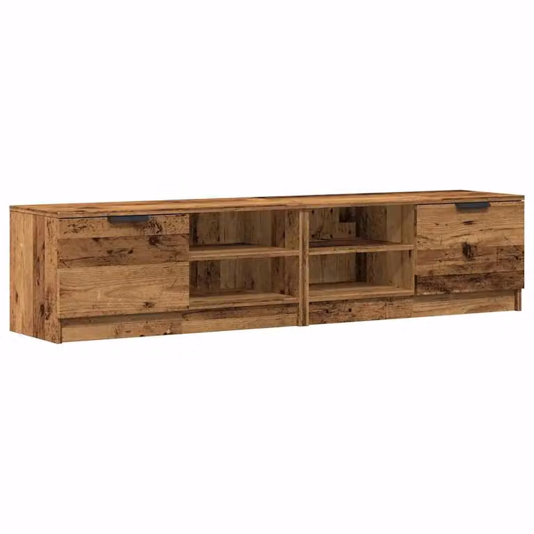 Berkfield Home Set of 2 Rustic Brown TV Cabinets in Engineered Wood, W: 80 cm, D: 35 cm, H: 36.5 cm