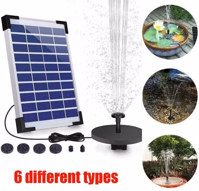 FLAVORA Solar Powered Water Feature Pump in Black
