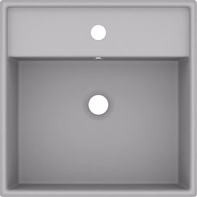 Berkfield Home Luxury Square Ceramic Countertop Basin with Overflow in Matt Light Grey, W: 41 cm, D: 41 cm, H: 15 cm – 1